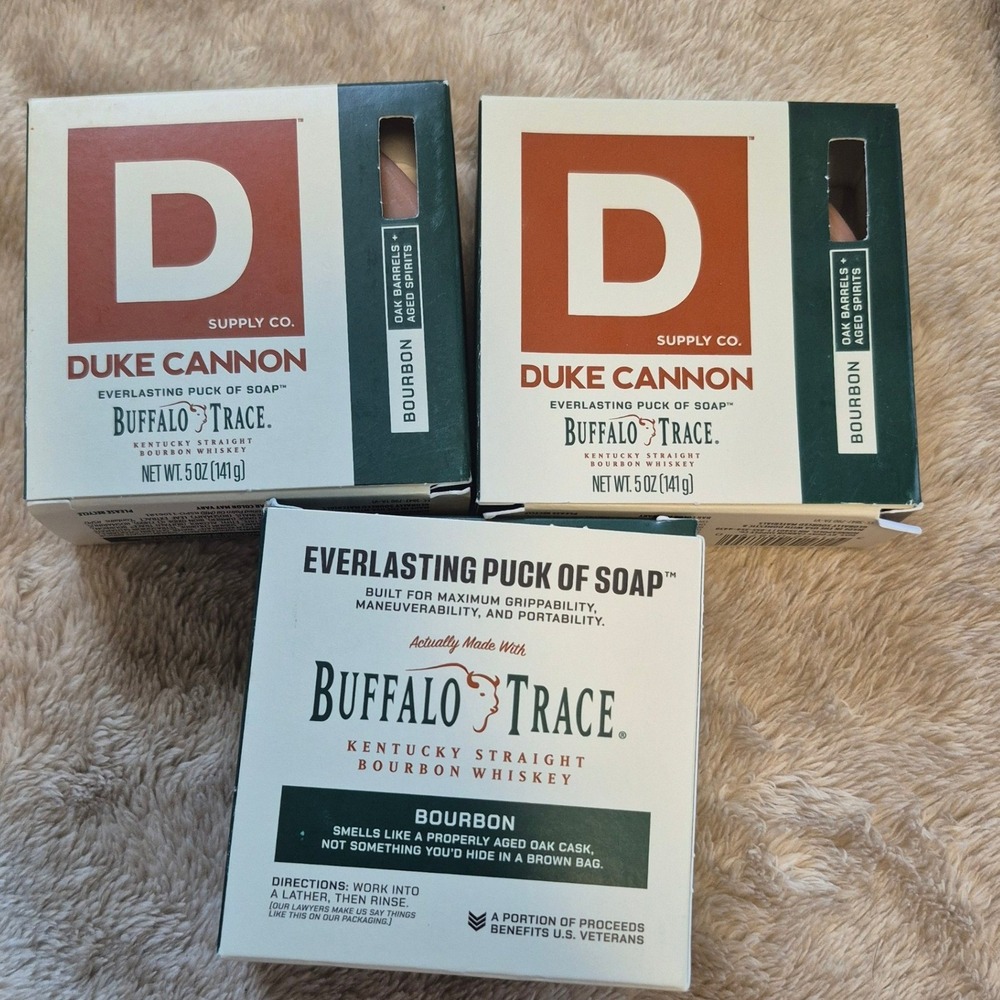 Duke Cannon Buffalo Trace Bourbon Everlasting Puck of Soap 5oz 3-Pack New
